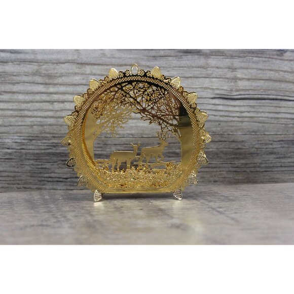 Danbury Mint gold plated brass filigree holiday keepsake ornament set of 3‎ - Picture 14 of 16